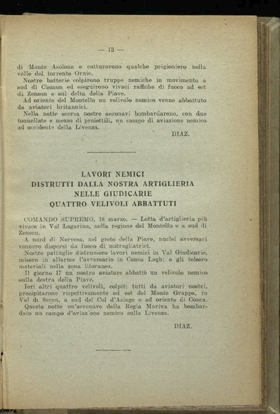 Il diario della nostra guerra : bollettini ufficiali dell'esercito e della marina